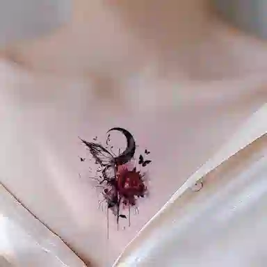 计轩  玫瑰蝴蝶纹身贴 防水持久