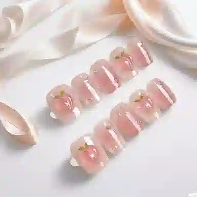 计轩 可爱水蜜桃腮红法式贴片可拆卸夏日爆款美甲显白  短梯粉色跳色