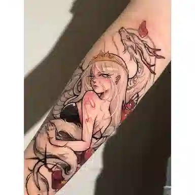 计轩  狐狸般若艺伎纹身贴 贴纸手臂防水持久个性花臂逼真