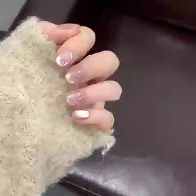 计轩 奶呼呼猫咪  穿戴甲 短圆粉色晕染 可爱