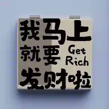 计轩 创意发财文字便携式随身折叠化妆镜