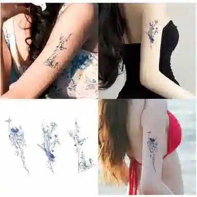计轩  蓝色高颜值纹身贴 防水持久
