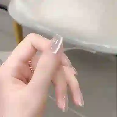 计轩 海莉白月光极光手工穿戴甲猫眼短款指甲贴美甲贴片  短梯银白色渐变 猫眼