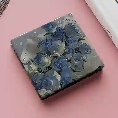 计轩 碎冰蓝玫瑰迷你小镜子 随身