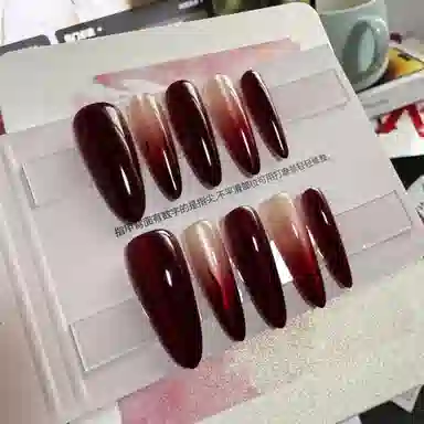 计轩 绛韵风情  穿戴甲 长款尖型红色腮红晕染 哑光