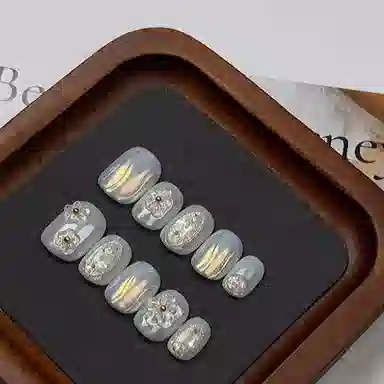 计轩 纯手工  穿戴甲 中长款透明色纯色 可爱
