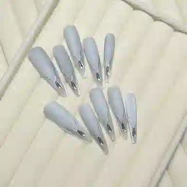 计轩 银月审判者  穿戴甲 长款银色晕染 磨砂