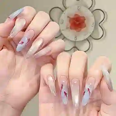 计轩 冰感鲤鱼  穿戴甲 中长款淡蓝晕染 猫眼