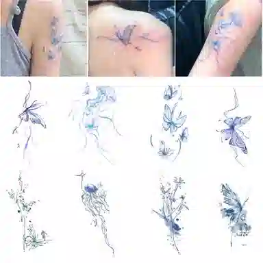 计轩  蓝色高颜值纹身贴 防水持久