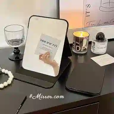 计轩 化妆镜方高清便携家用女随身小梳妆镜台式桌面折叠化妆工具