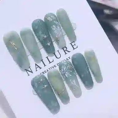 计轩 中国风水彩彩绘  穿戴甲 长款婉青丝色晕染 纯欲