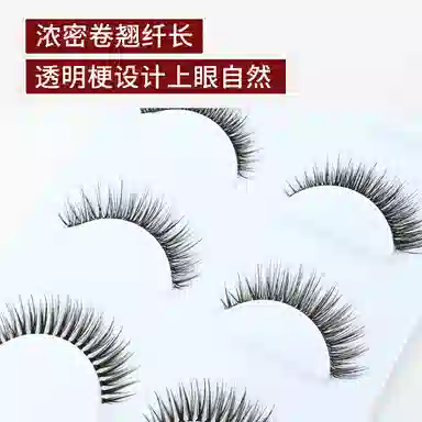 计轩 透明梗对毛一片式浓密卷翘假睫毛 自然纤长款