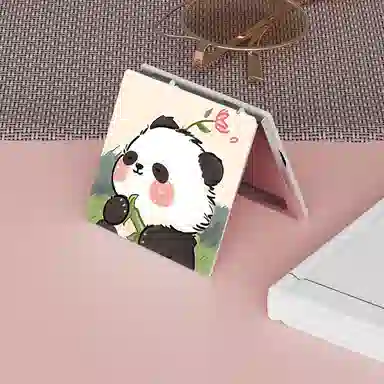 计轩小镜子随身化妆镜家用手持折叠可爱台式女生便携旅行携带熊猫化妆镜