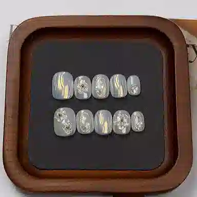 计轩 纯手工  穿戴甲 中长款透明色纯色 可爱