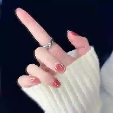 计轩 简约高级感  穿戴甲 短方圆粉色渐变 猫眼