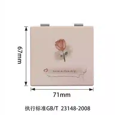 计轩 翻盖式折叠小镜子 便携式玫瑰花迷你