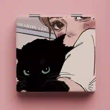 计轩 高级感猫咪便携折叠随身带手拿翻盖式化妆镜子