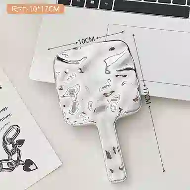 计轩 创意电镀高清便携方形手柄化妆镜