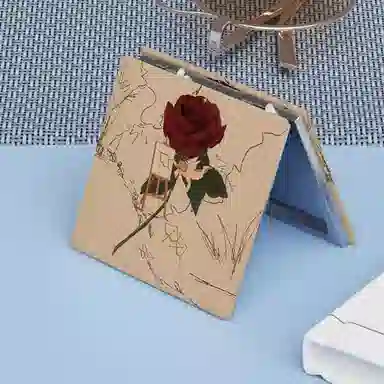 计轩 玫瑰天使小镜子随身带复古风双面折叠小镜子