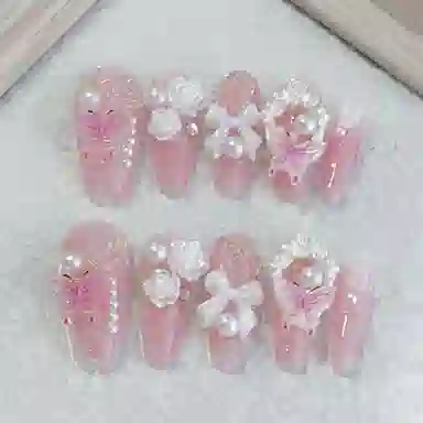 计轩 春日蝴蝶果冻玫瑰花嫁少女感精灵  穿戴甲 中梯粉晕染 国风
