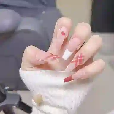计轩 麂皮粉雾恋心显白  穿戴甲 长款粉色晕染 磨砂