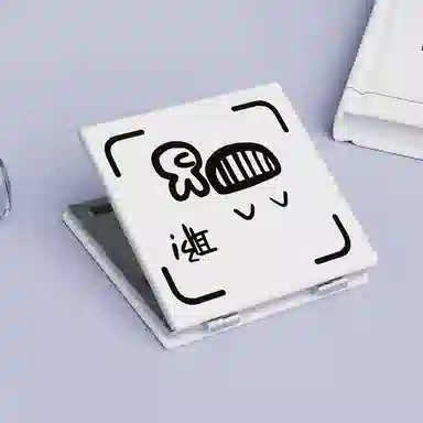 计轩 简约双面图案梳妆镜子