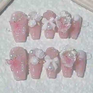 计轩 春日蝴蝶果冻玫瑰花嫁少女感精灵  穿戴甲 中梯粉晕染 国风