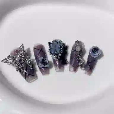 计轩 洛神少女 液态蝴蝶日系蝶影  穿戴甲 长款紫色晕染 纯欲