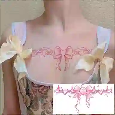 计轩  蕾丝蝴蝶结腿环性感大腿日系彩色纹身贴 防水持久逼真甜酷