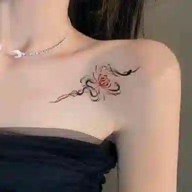 计轩  彼岸花蛇纹身贴 防水持久彩绘