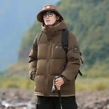 雅鹿 中长款纯色连帽简约舒适通勤时尚羽绒服 男女同款