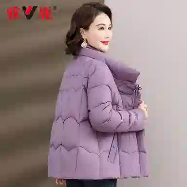 雅鹿 纯色立领拉链长袖加厚羽绒服 女款