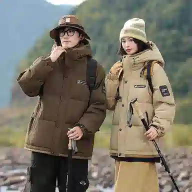 雅鹿 中长款纯色连帽简约舒适通勤时尚羽绒服 男女同款