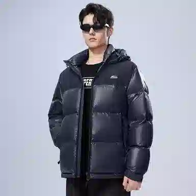 雅鹿 拼色连帽短加厚保暖面包服羽绒服 男款