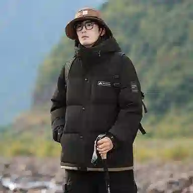 雅鹿 中长款纯色连帽简约舒适通勤时尚羽绒服 男女同款