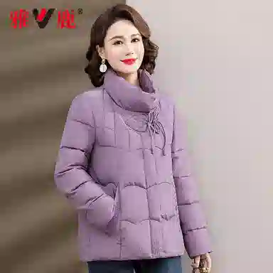 雅鹿 纯色立领拉链长袖加厚羽绒服 女款