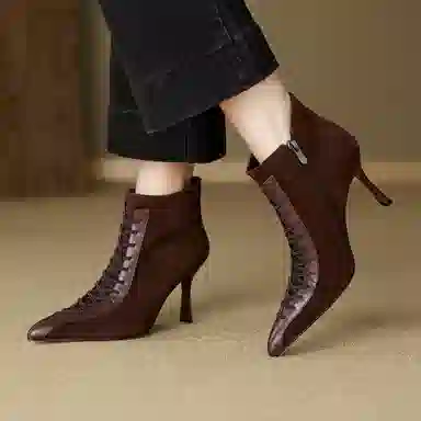 JIUXINGDAO Cross-Tie Ankle Boots