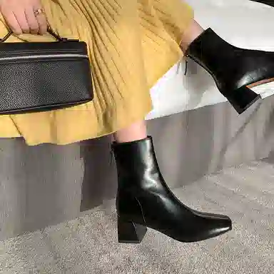 牛皮革 法式简约显瘦舒适优雅时尚 短靴 女款