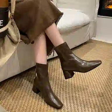 牛皮革 法式简约显瘦舒适优雅时尚 短靴 女款