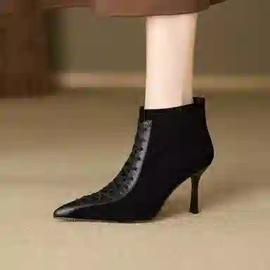 JIUXINGDAO Cross-Tie Ankle Boots