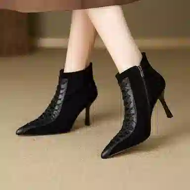 JIUXINGDAO Cross-Tie Ankle Boots
