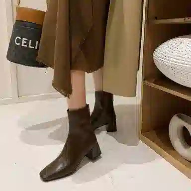 牛皮革 法式简约显瘦舒适优雅时尚 短靴 女款