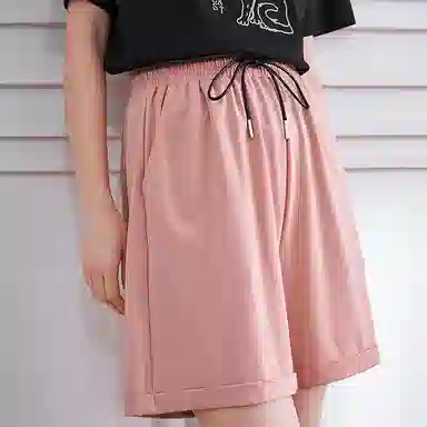 初语 纯色垂感宽松百搭休闲短裤 女款