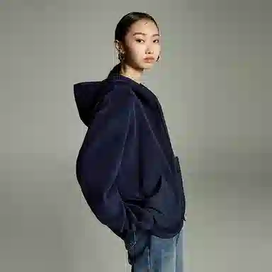 初语 双面绒保暖加厚双插兜加绒拉链连帽衫夹克 女款