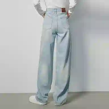 初语 复古高腰休闲百搭宽松显瘦直筒牛仔裤 女款