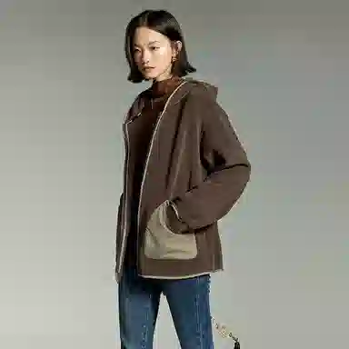 初语 双面绒保暖加厚双插兜加绒拉链连帽衫夹克 女款