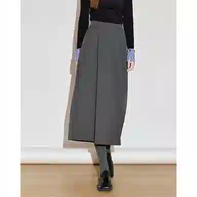 初语 优雅简约纯色百搭通勤时尚休闲长裙 女款 深灰色