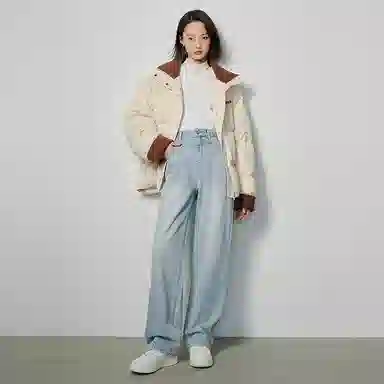 初语 复古高腰休闲百搭宽松显瘦直筒牛仔裤 女款