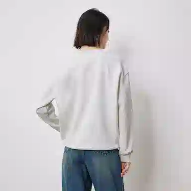 初语 慵懒风刺绣百合花套头圆领无帽卫衣 女款