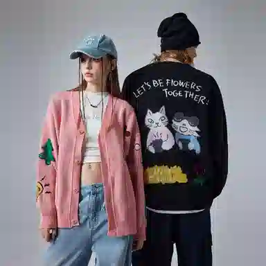 Guuka V-Neck Cardigan Pink